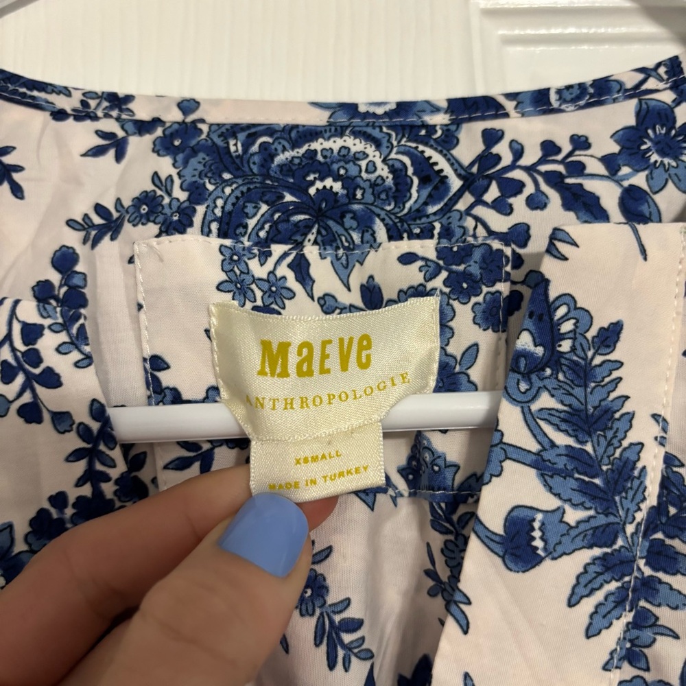 Anthropologie The Somerset Midi Dress Blue & White Floral - Picture 5 of 7
